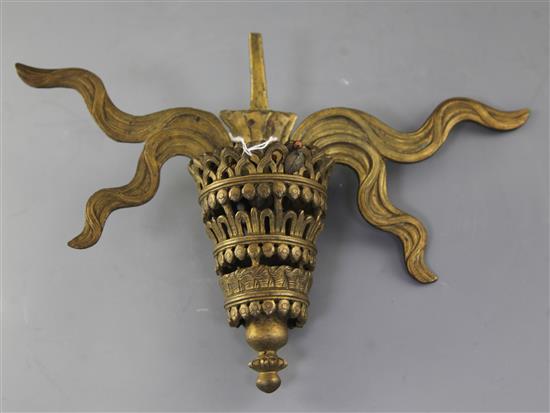 A Sino-Tibetan bronze model of the Buddhist emblem of a parasol, width 34.5cm